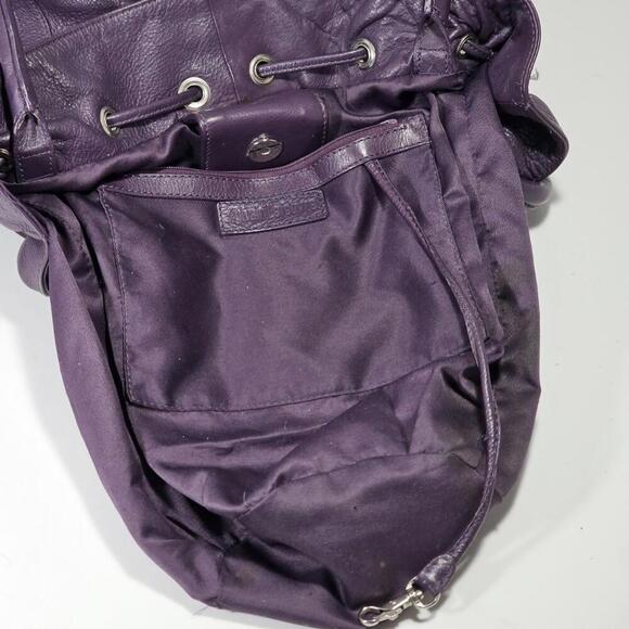 Vintage Sylvain Lefebvre Purple Leather Shoulder Bag Purse Drawstring Tassels - Picture 12 of 15